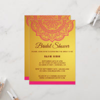 Elegant Gold Pink Paisley Bridal Shower Invitation