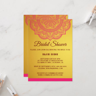 Elegant Gold Pink Paisley Bridal Shower Invitation