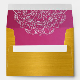 Elegant Gold Pink Paisley Indian Wedding Invitatio Envelope