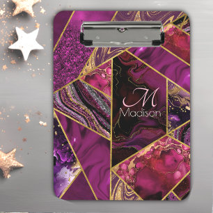 Elegant gold pink purple glitter girly clipboard