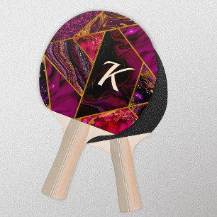 Elegant gold pink purple glitter girly ping pong paddle