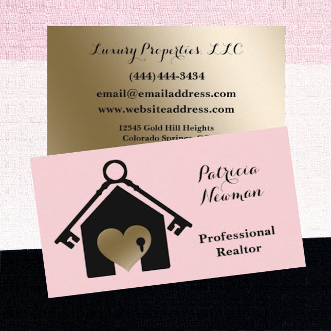 Elegant Gold Pink Realtor Business Card (Creator Uploaded)