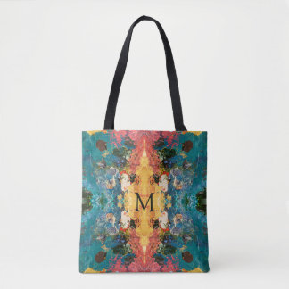 Elegant Gold Pink Teal Abstract Tote Bag