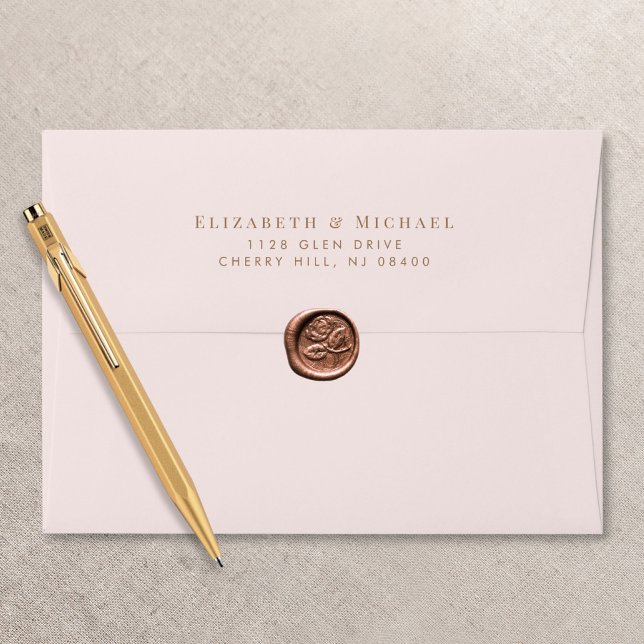 Elegant Gold Pink Wedding Return Address Envelope (Creator Uploaded)