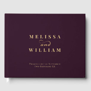 Elegant Gold Plum Wine Burgundy Wedding Guest Book