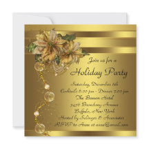 Elegant Gold Poinsettia Black Gold Christmas Party