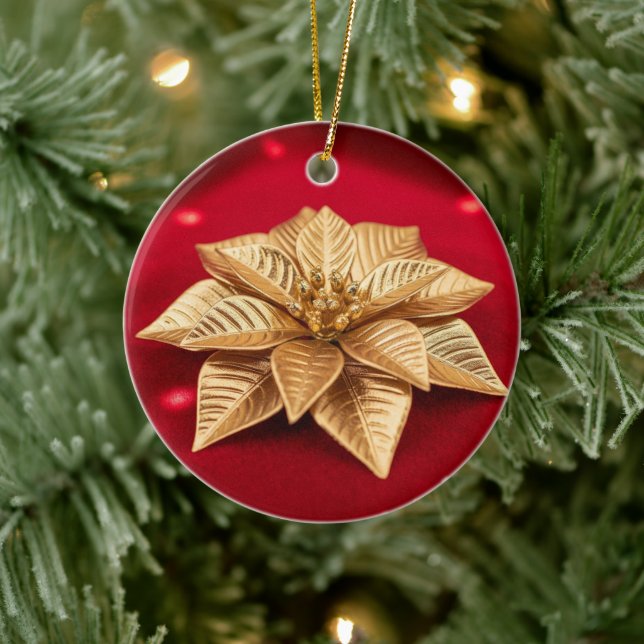 Elegant Gold Poinsettia Christmas Ornament  (Tree)
