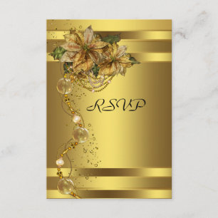 Elegant Gold Poinsettia Gold Christmas Party RSVP