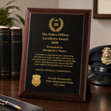 Elegant Gold Police 20 Year Award