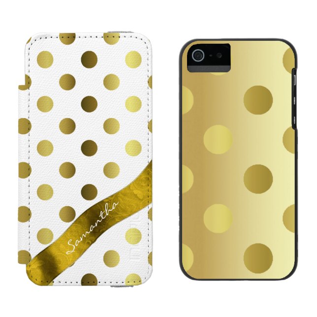 Elegant Gold Polka Dot iPhone 5S Wallet Case Incipio iPhone Wallet Case (Side by Side)
