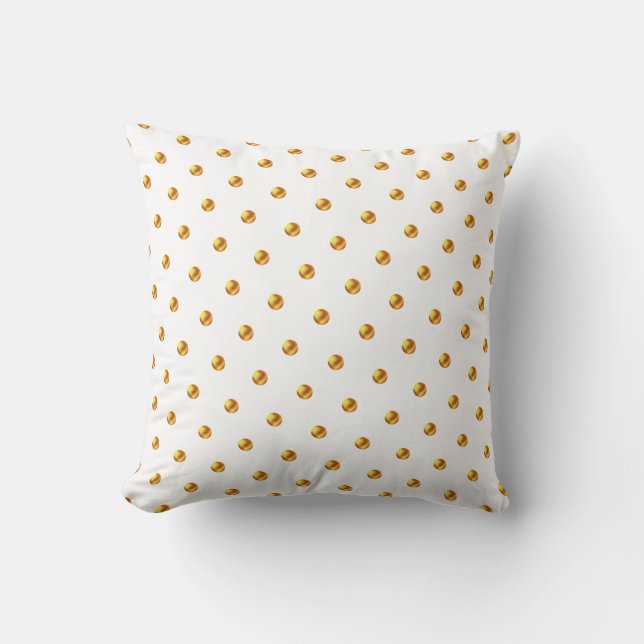 Elegant Gold Polka Dots Cushion (Front)