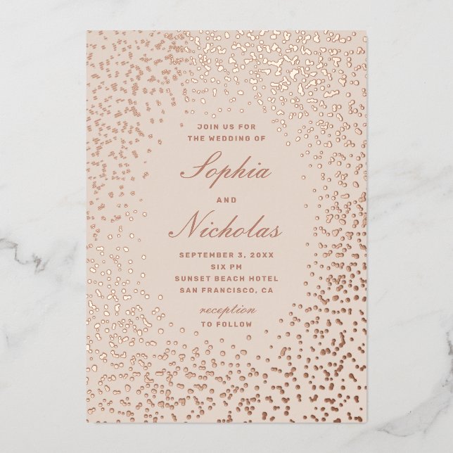 Elegant gold polka dots. Ivory blush wedding (Front)