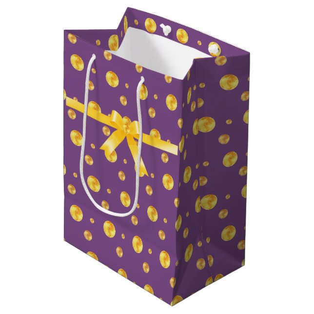 Elegant gold polka dots medium gift bag (Front Angled)