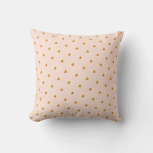 Elegant Gold Polka Dots on Coral Pink Cushion