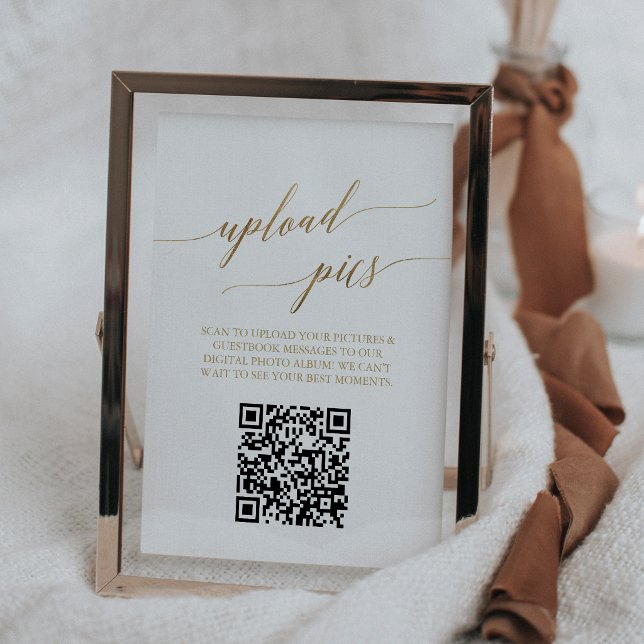 Elegant Gold Printable Table Number Photo QR Code (Elegant Gold Printable Table Number Photo QR Code)