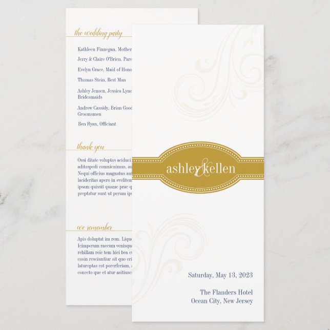 Elegant Gold Program, Caroline Wedding Collection (Front/Back)