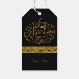 Elegant Gold Pumpkin Halloween Fall Thank You Gift Tags