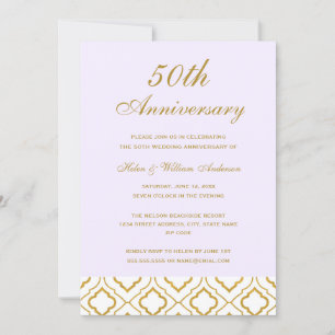 Elegant Gold & Purple 50th Wedding Anniversary Invitation