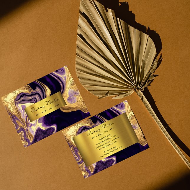 Elegant gold & purple  business card (Creator Uploaded)