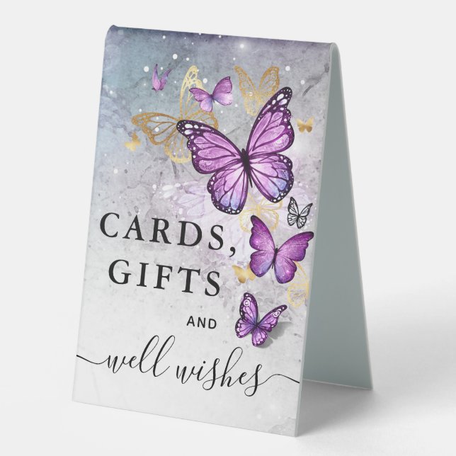 Elegant Gold Purple Butterfly Cards and Gifts (Front)