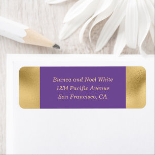 Elegant Gold Purple Return Address Labels