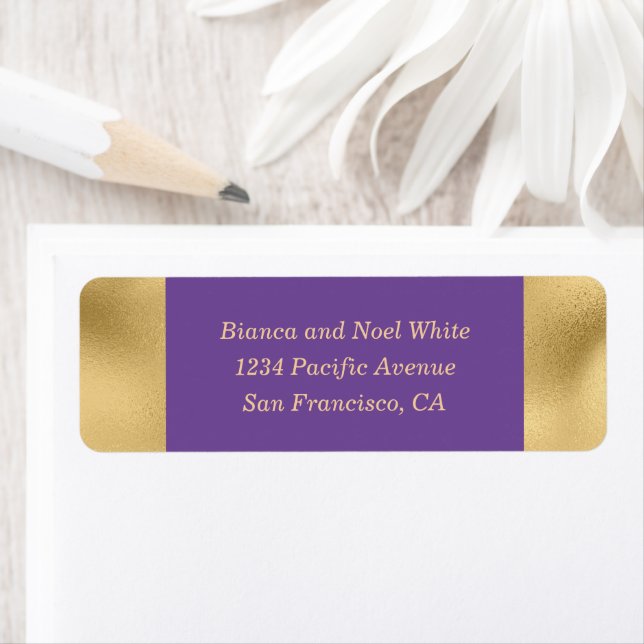 Elegant Gold Purple Return Address Labels (Insitu)