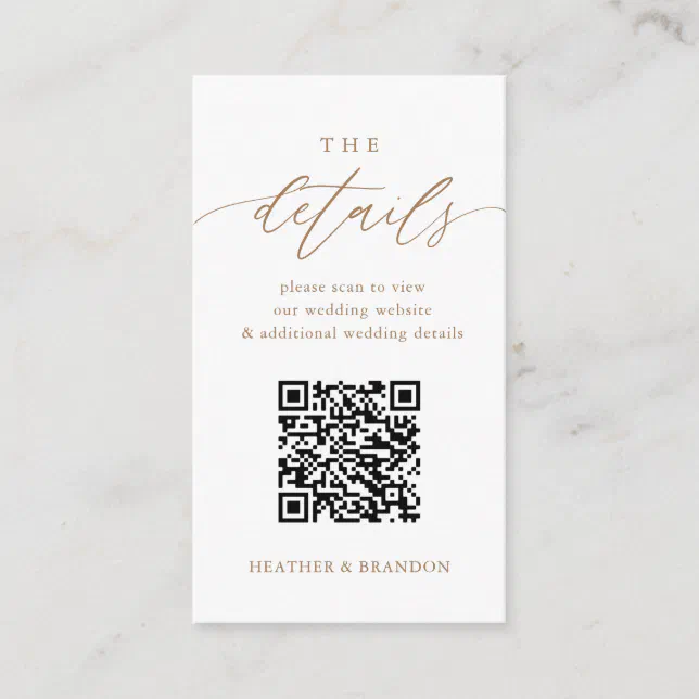 Elegant Gold Qr Code Wedding Details Enclosure Card Zazzle 6748