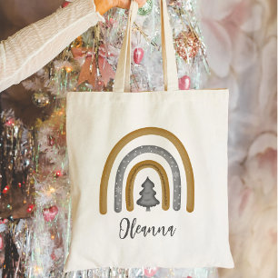 Elegant Gold Rainbow Christmas Snowflakes Tote Bag