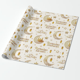 Elegant Gold Ramadan Greeting Arabic Calligraphy Wrapping Paper