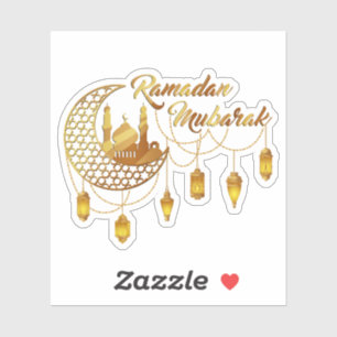 Elegant Gold Ramadan Mubarak Mosque & Lanterns