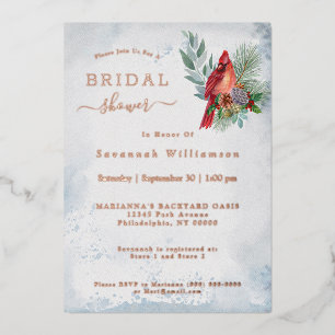 Elegant Gold Red Cardinal Christmas Bridal Shower