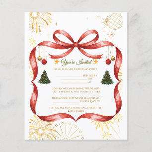 Elegant Gold & Red Christmas Party Invitation Flyer