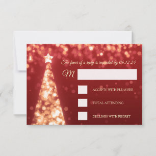 Elegant Gold Red Christmas Wedding RSVP Card