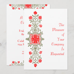 Elegant Gold & Red Floral Art Custom Invitations