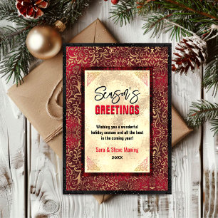 Elegant gold red floral Christmas new year