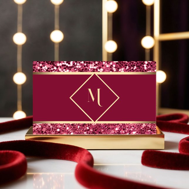 Elegant Gold & Red Glitter Modern Business Card (Creator Uploaded)
