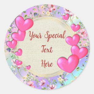 Elegant Gold, Red Heart Frame: for Every Occasion Classic Round Sticker