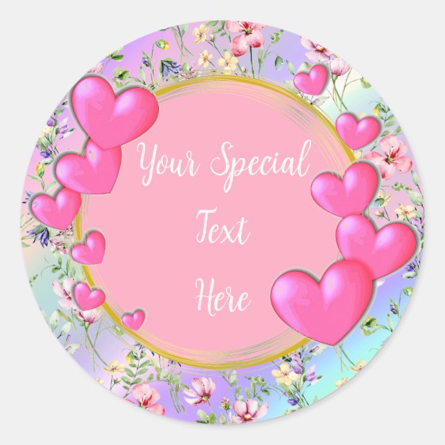 Elegant Gold, Red Heart Frame: for Every Occasion Classic Round Sticker (Front)