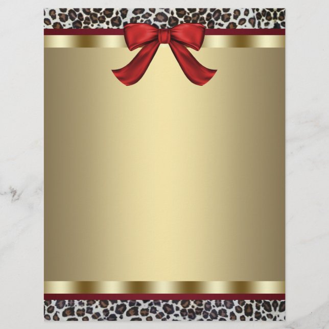 Elegant Gold Red Leopard Letterhead (Front)