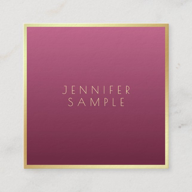 Elegant Gold Red Modern Professional Artistic Luxe Square Business Card (Front)