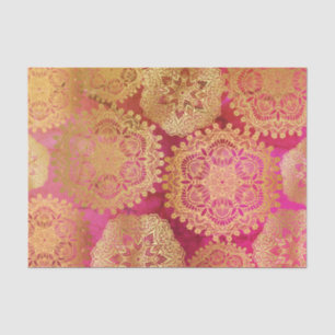 Elegant Gold Red Pink Mandala Pattern Tissue Paper
