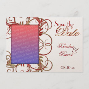 Elegant Gold Red "Save the Date" Flourish Cards
