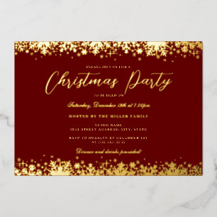 Elegant Gold Red Snowflake Christmas Party