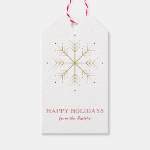 Elegant Gold Red Snowflake Gift Tags