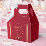 Elegant Gold & Red, Wedding Rings Wedding Favour Box<br><div class="desc">Elegant and romantic, sophisticated and modern decorative Thank You favor box for Weddings with a beautiful background of vibrant ruby red with gold border and a pair of stylish wedding rings, a pretty classy design for your special day. Ideal for Spring and Summer events but can be used for Fall/Autumn...</div>