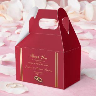 Elegant Gold & Red, Wedding Rings Wedding Favour Box