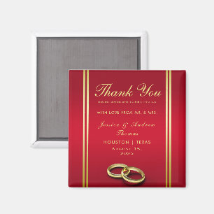Elegant Gold & Red, Wedding Rings Wedding Magnet