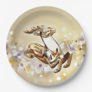 Elegant Gold Reindeer Christmas Paper Plate