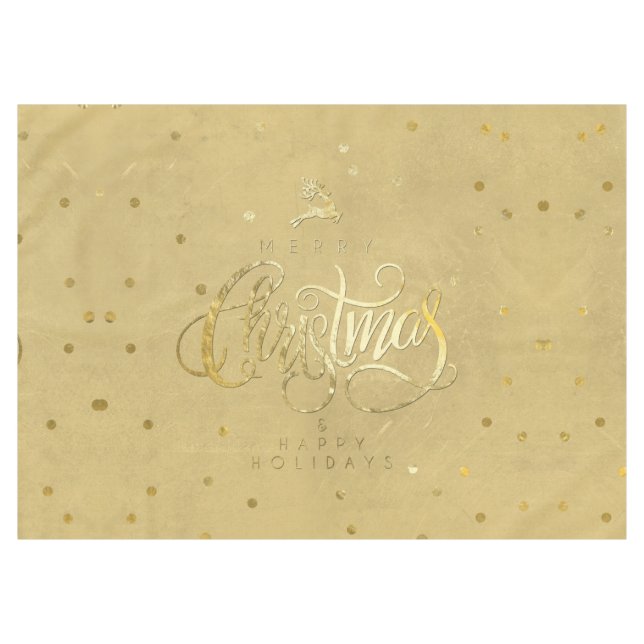 Elegant Gold Reindeer Gold Letter Christmas Medium Tablecloth (Front (Horizontal))