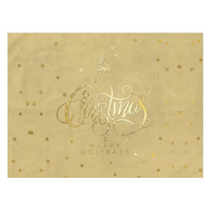 Elegant Gold Reindeer Gold Letters Christmas Small Tablecloth